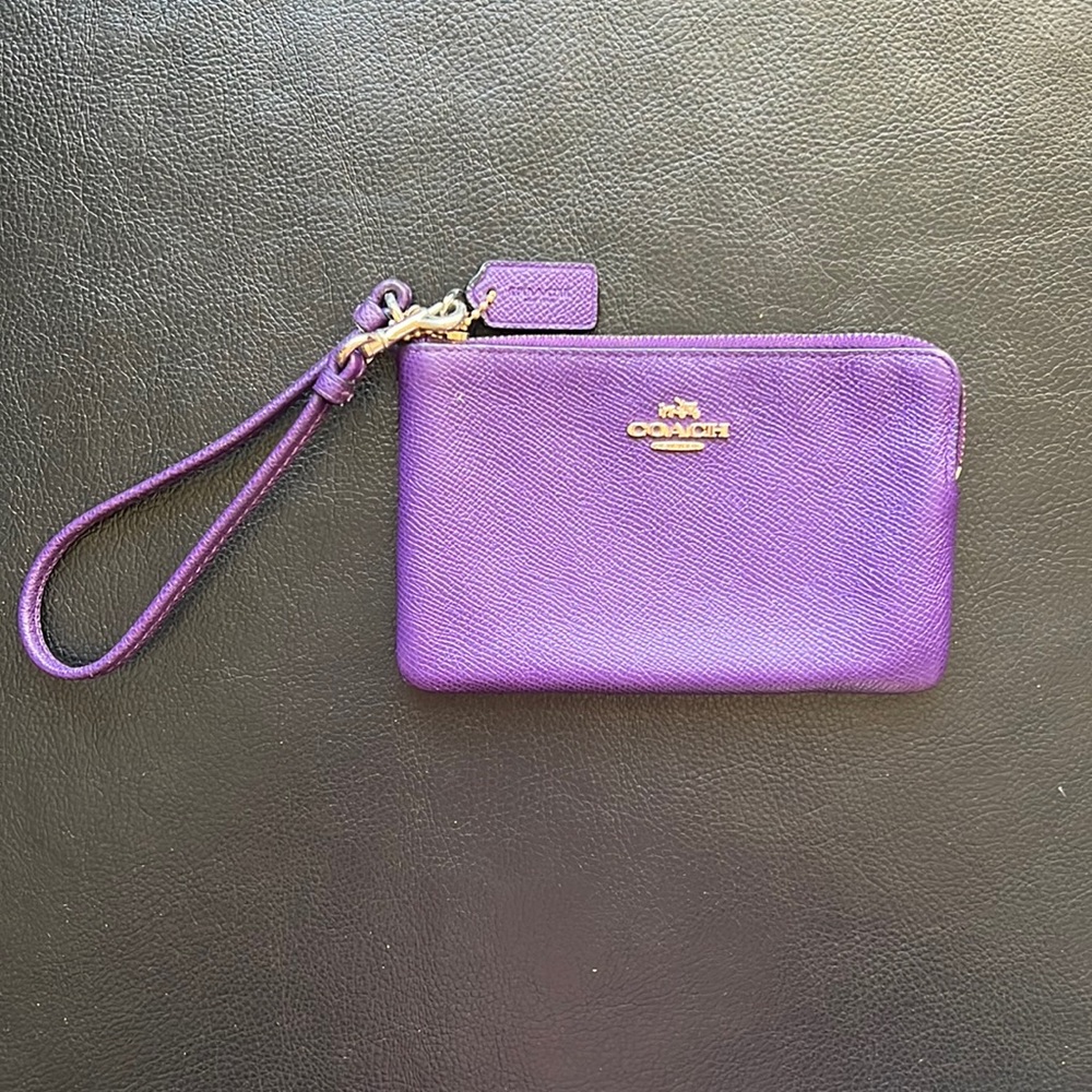 Purple Leather Coach Wristlet